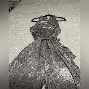 Vince Camuto metallic silver jumpsuit